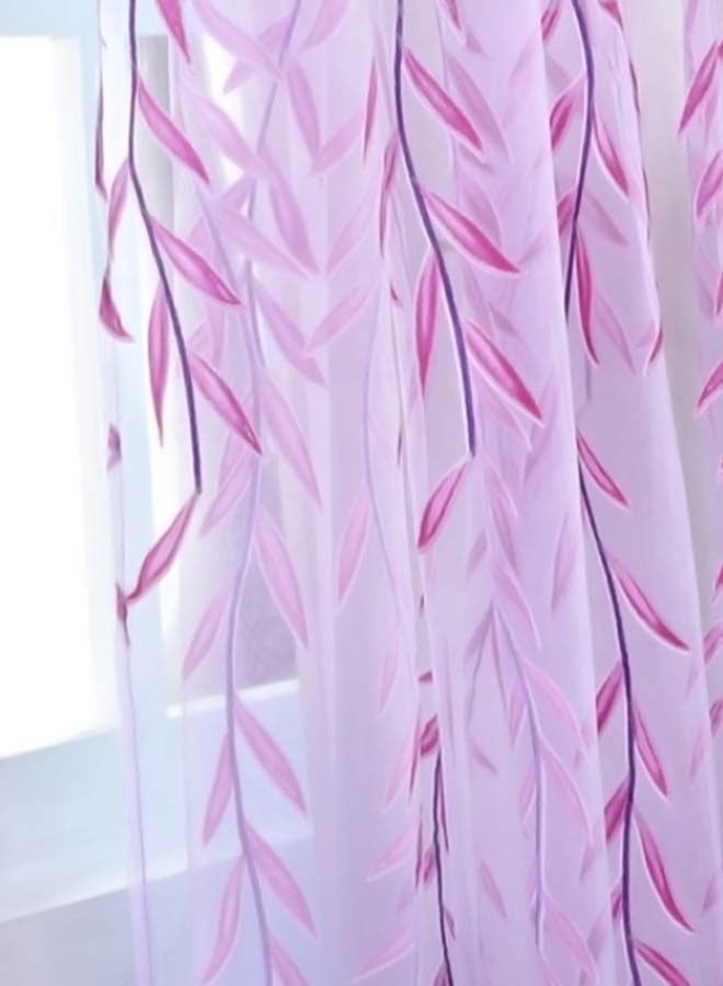 Voberry Willow Tulle Pattern Window Curtain Purple 2 x 2.7meter - Image 3