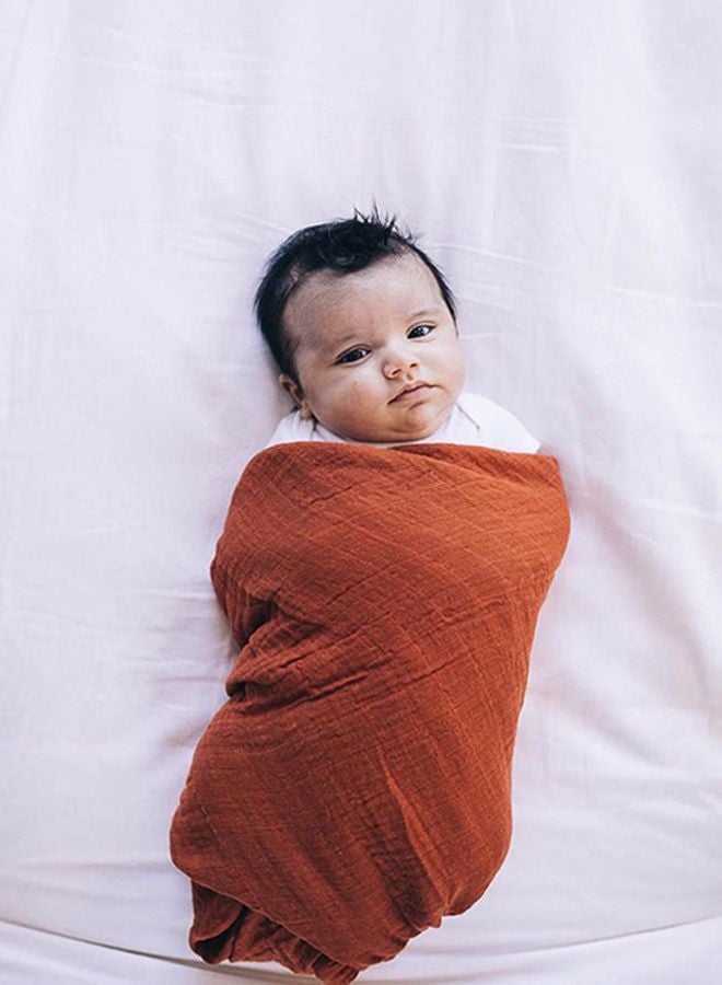 Cotton Muslin Swaddle - Rust