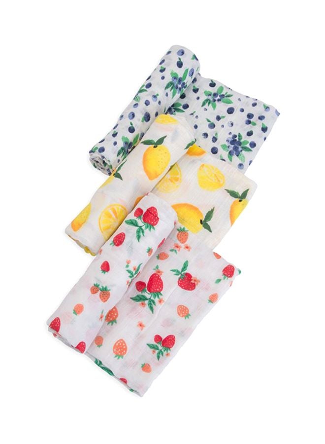 little unicorn - Cotton Muslin Swaddle 3 Pack Set Berry Lemonade - Image 1