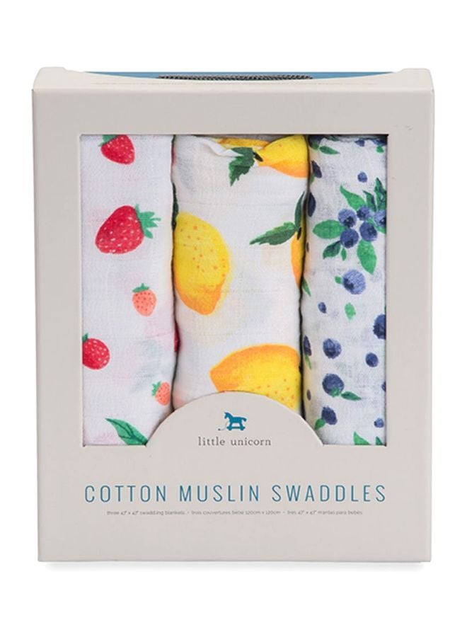 little unicorn - Cotton Muslin Swaddle 3 Pack Set Berry Lemonade - Image 1