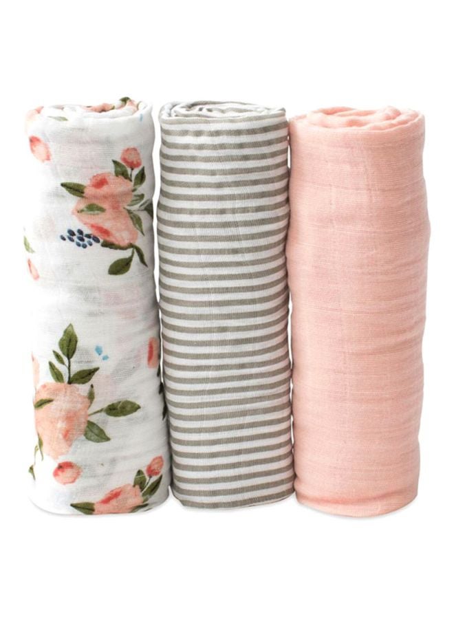 little unicorn Cotton Muslin Swaddle 3 Pack Set Watercolor Roses  - Image 2