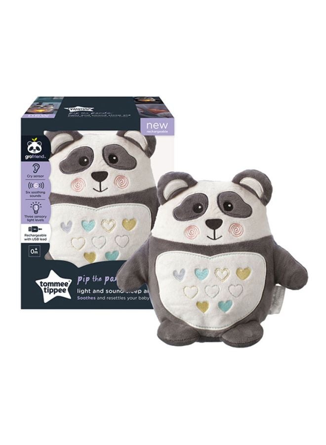 تومي تيبي دمية بيب ذا باندا تساعد على النوم قابلة للشحن ومزودة بأصوات وأضواء، لحديثي الولادة ألوان رمادي داكن/أبيض/أسود - Image 4
