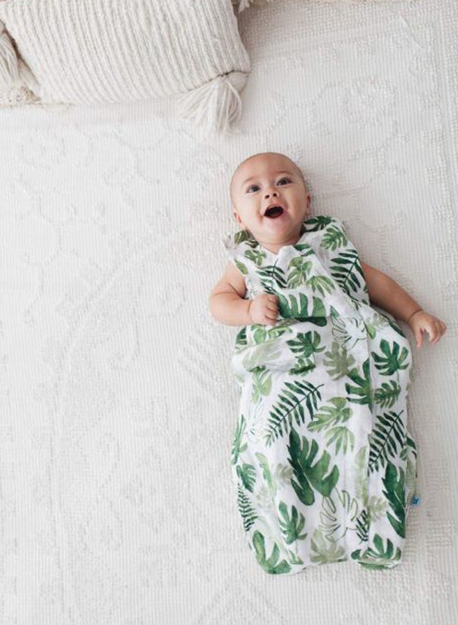little unicorn Cotton Muslin Sleep Bag Medium Tropical Leaf  - Image 3