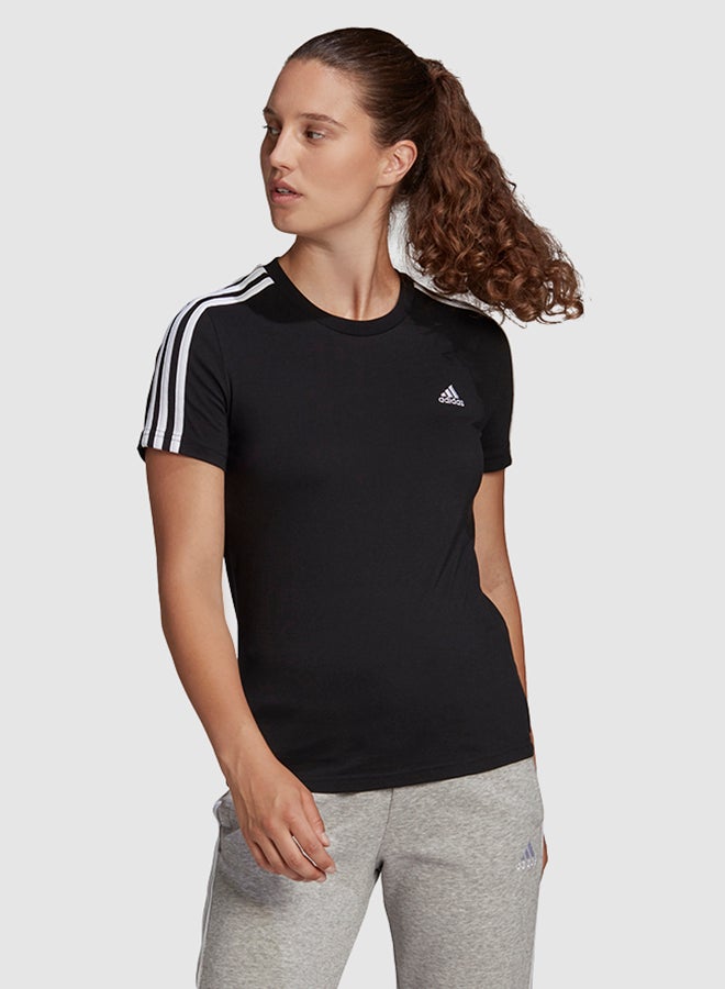 Adidas Essentials Slim 3-Stripes T-Shirt Black/White  - Image 1