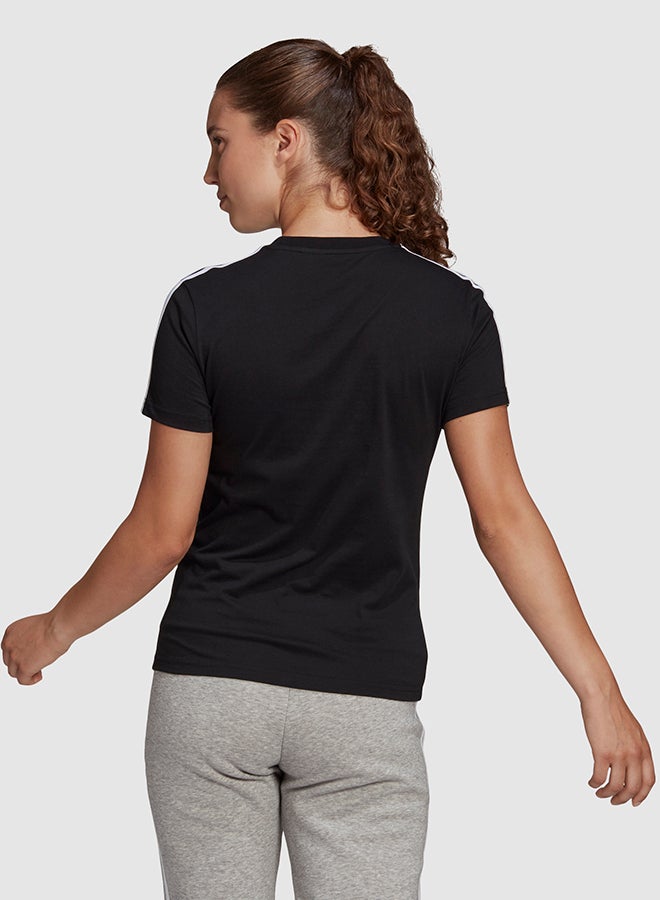 Adidas Essentials Slim 3-Stripes T-Shirt Black/White  - Image 2
