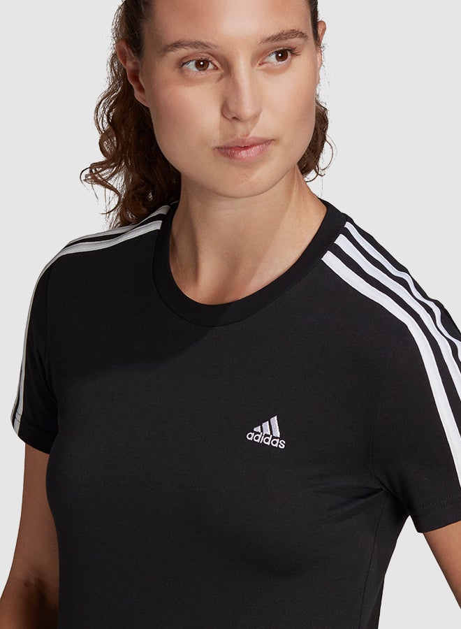 Adidas Essentials Slim 3-Stripes T-Shirt Black/White  - Image 3