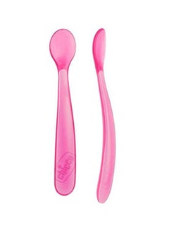 Chicco Soft Silicone Spoon, Pack Of 2 - Pink  - Image 1