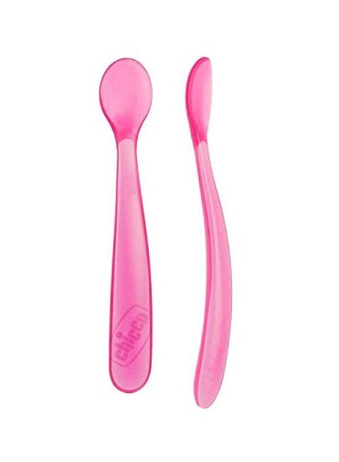Soft Silicone Spoon, Pack Of 2 - Pink