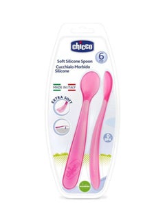 Chicco Soft Silicone Spoon, Pack Of 2 - Pink  - Image 4