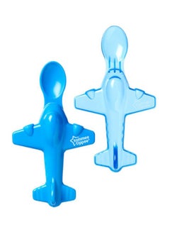 tommee tippee Aeroplane Shape Spoon, Pack Of 2 - Light Blue  - Image 1