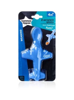 tommee tippee Aeroplane Shape Spoon, Pack Of 2 - Light Blue  - Image 2
