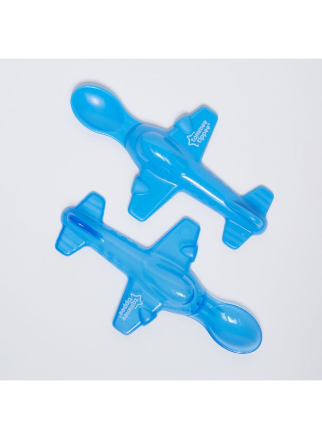 Aeroplane Shape Spoon, Pack Of 2 - Light Blue