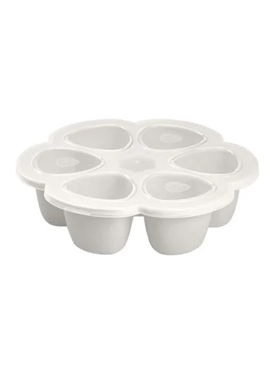 BEABA Multiportions Premium Quality Silicone Baby Food Storage Container, Baby Food Freezer Tray With Clip - On Lid, Oven And Freezer Safe , Made In Italy, Cloud, 5 Oz