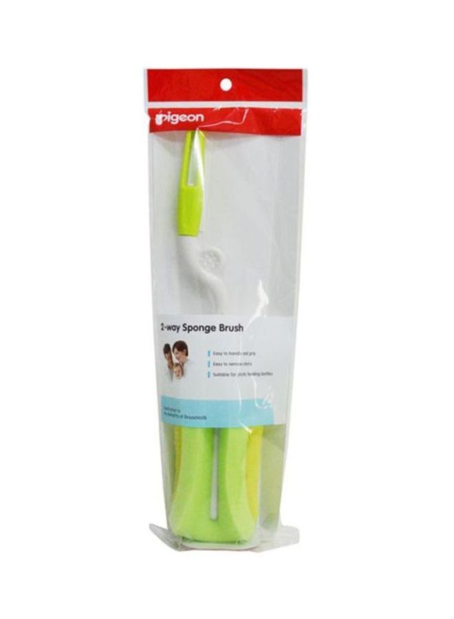 pigeon - 2-Way Flexible, Foldable Sponge Brush Designed Specifically for Soft, Plastic Bottles, Green/White - 4547 - Image 1