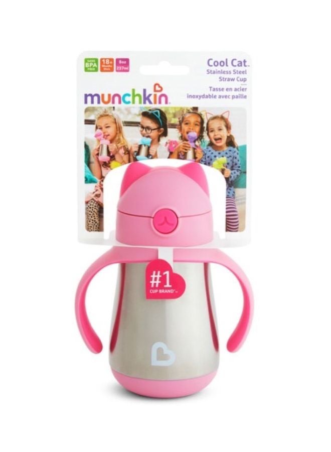 Munchkin - Cool Cat Straw Cup, 12+ M - Pink/Silver - Image 1