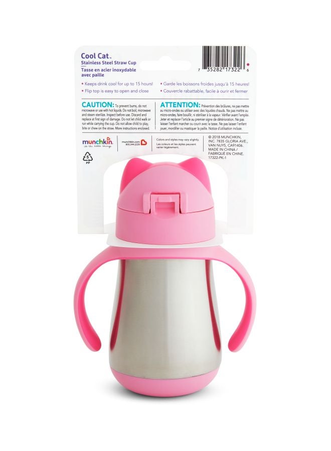 Munchkin - Cool Cat Straw Cup, 12+ M - Pink/Silver - Image 1