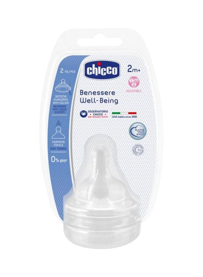 Chicco 2-Piece Benessere Well Being Anti Colic Valve Silicone Teat, 8058664058112  Clear - Image 1