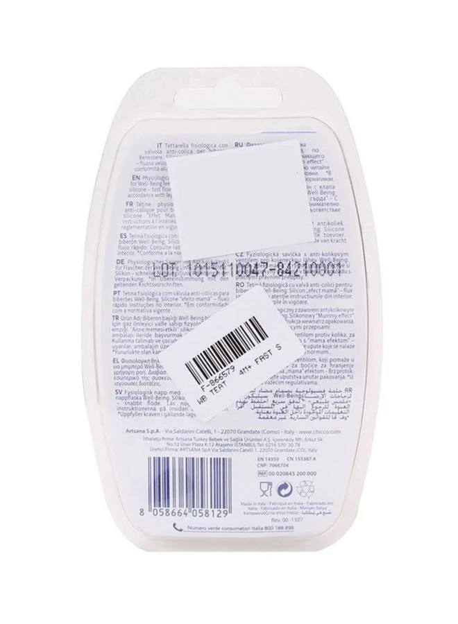 Chicco 2-Piece Benessere Well Being Anti Colic Valve Silicone Teat, 8058664058112  Clear