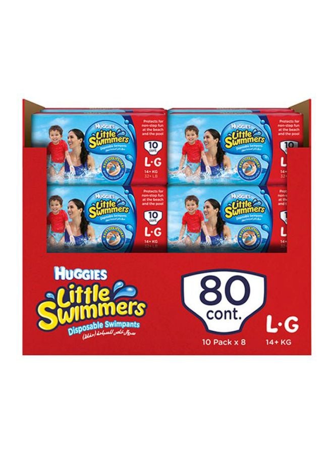 Little Swimmer Disposable Swim Pants Diapers, 14+ Kg, 80 Count ( 8 x 10 Pack ) - Large, Easy Open Sides - v1615816029/N35147744A_1