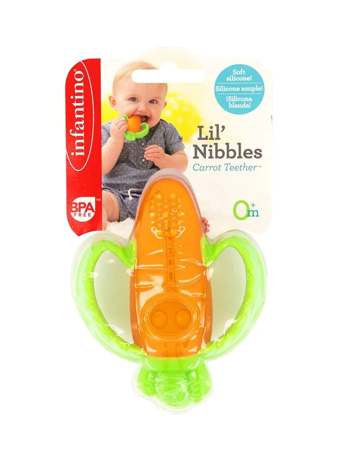 infantino Good Bites Textured Carrot Teether, 0+ Months - Orange/Green