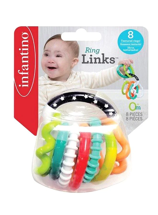 infantino 8-Piece Ring Links Teethers Set, Assorted, Blue/Yellow/Red - IN206158 17.78x5.08x17.78 cm