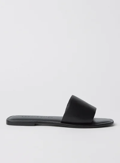 VERO MODA Leather Square Toe Sandals Black