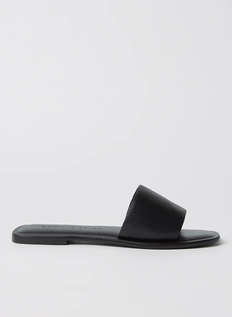 VERO MODA Leather Square Toe Sandals Black