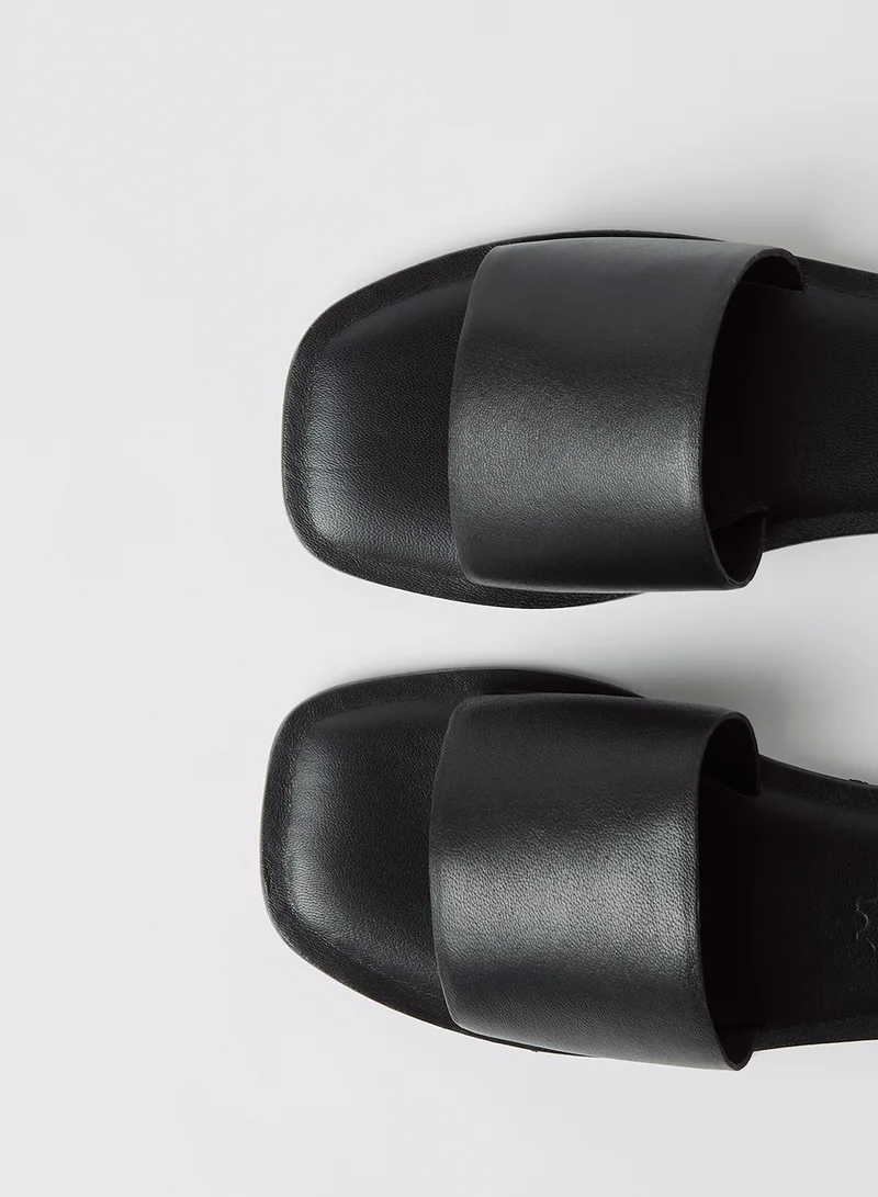 VERO MODA Leather Square Toe Sandals Black
