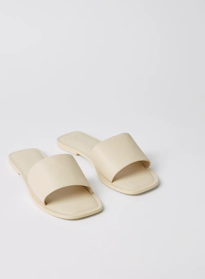 VERO MODA Leather Square Toe Sandals Birch