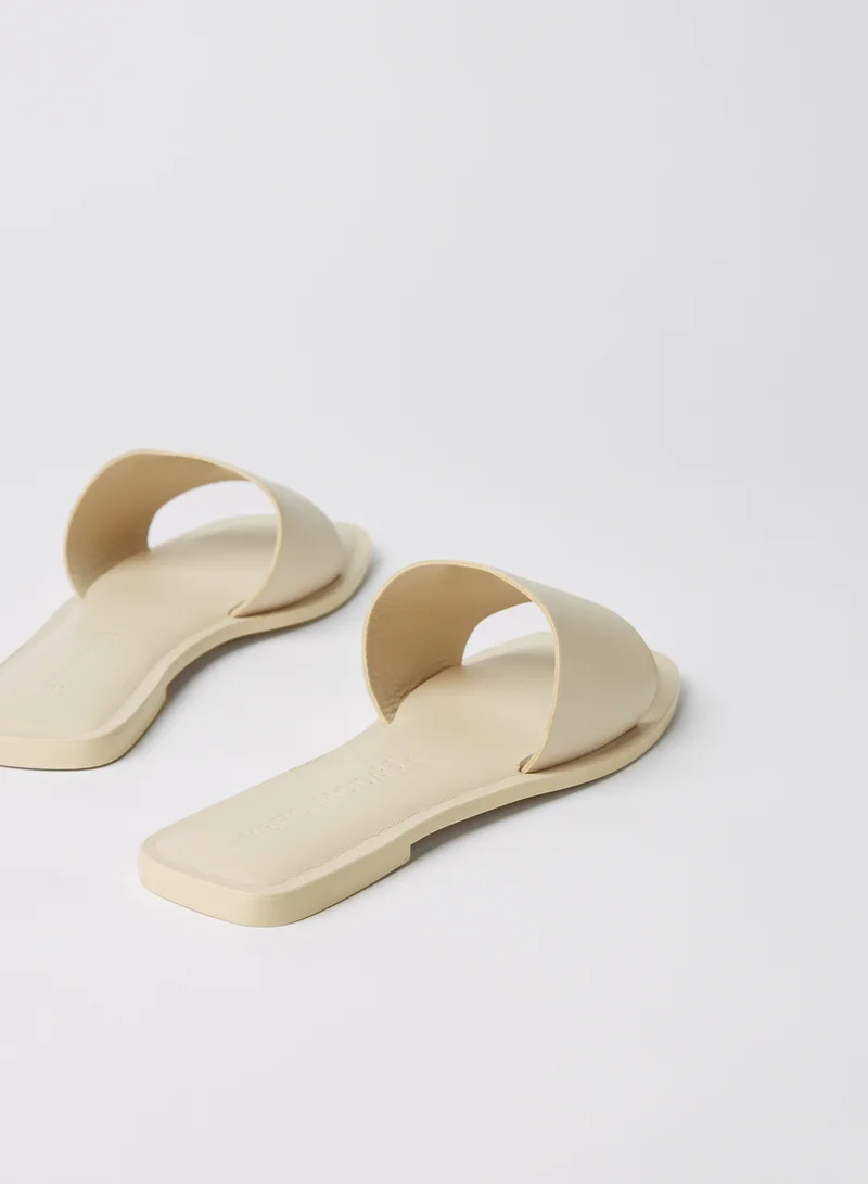 VERO MODA Leather Square Toe Sandals Birch