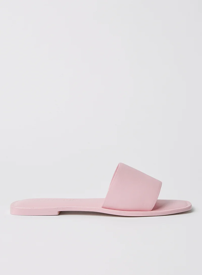 VERO MODA Leather Square Toe Sandals Roseate Spoonbill