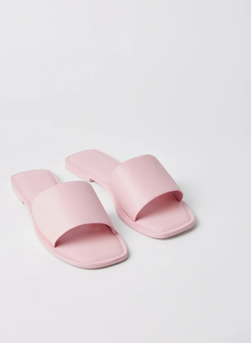VERO MODA Leather Square Toe Sandals Roseate Spoonbill
