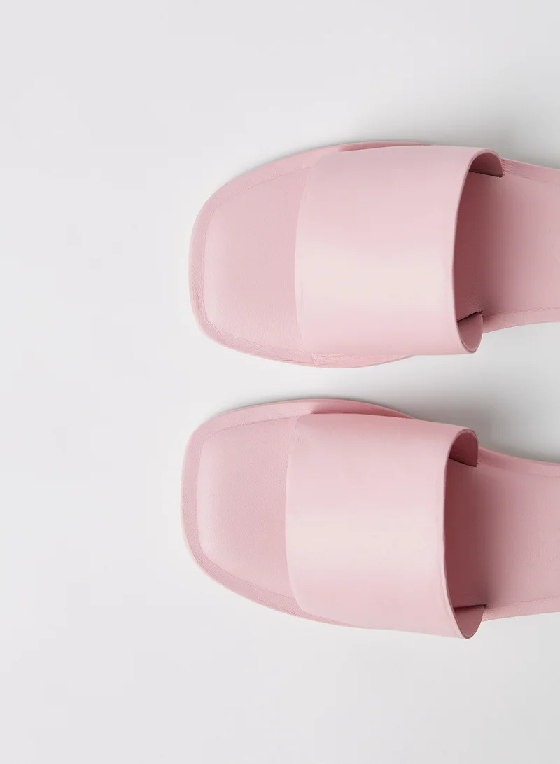 VERO MODA Leather Square Toe Sandals Roseate Spoonbill