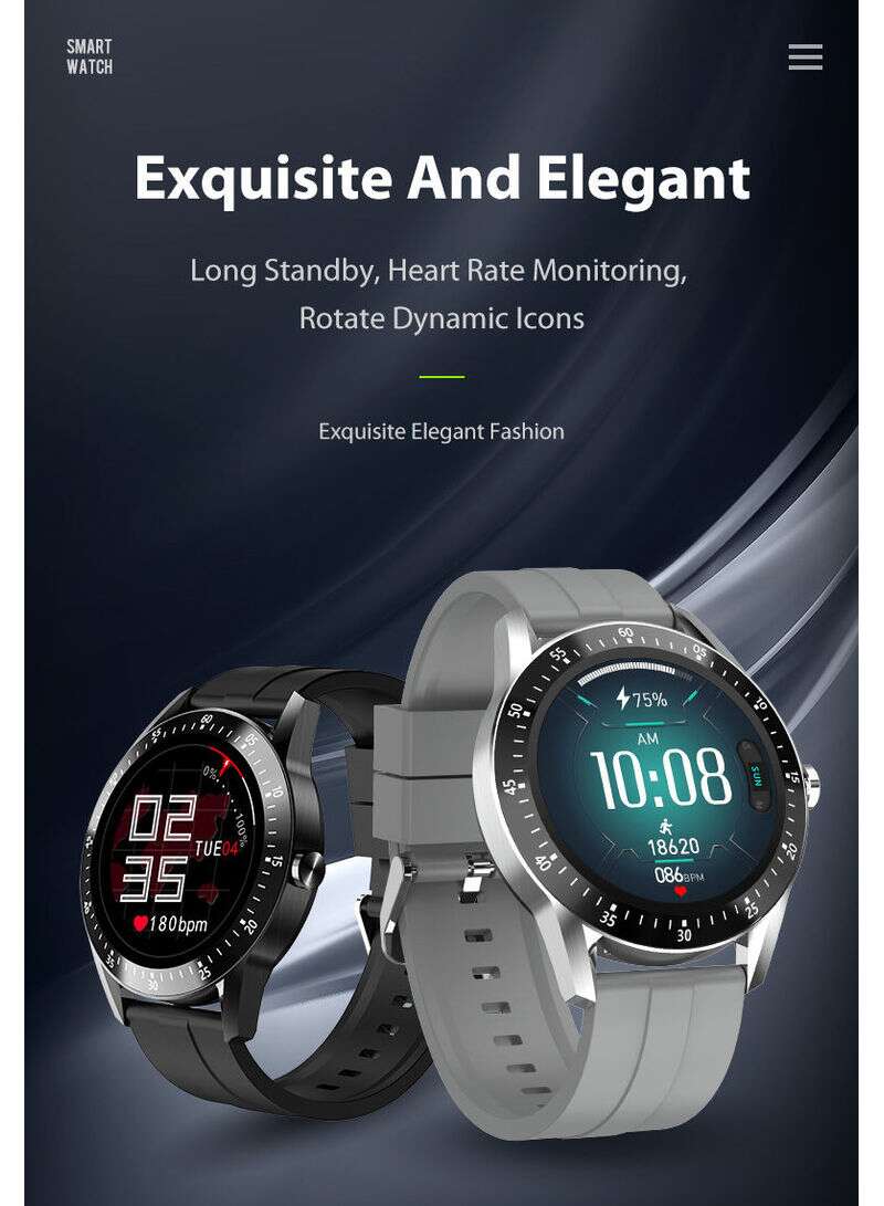 Smart Watch Fitness Tracker IP68 Waterproof Heart Rate Monitor Black