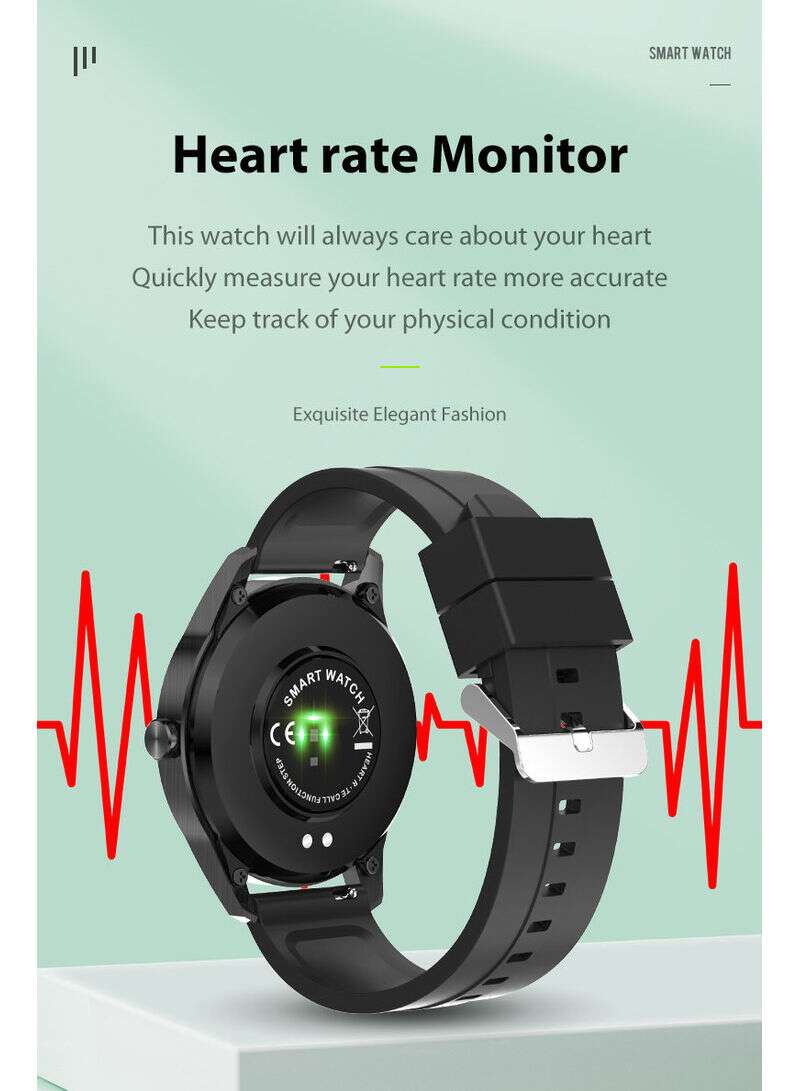 Smart Watch Fitness Tracker IP68 Waterproof Heart Rate Monitor Black