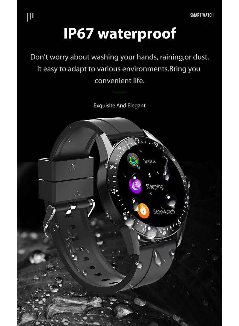 Smart Watch Fitness Tracker IP68 Waterproof Heart Rate Monitor Black