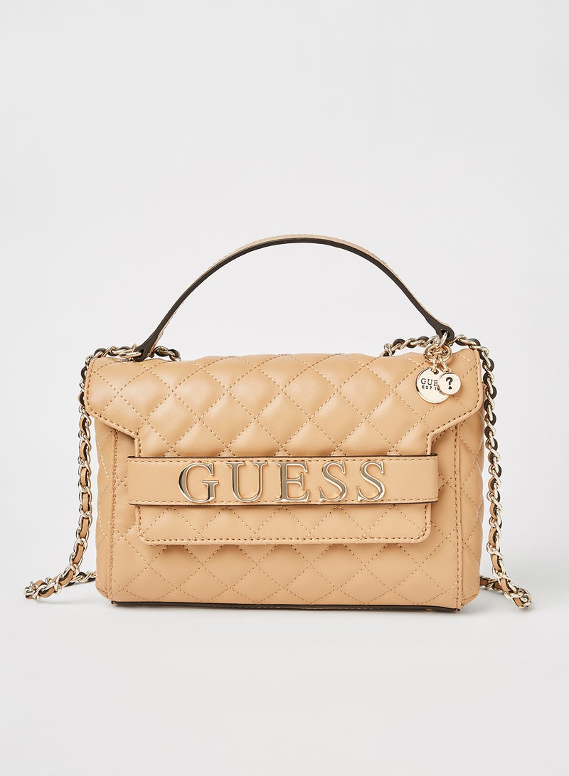 GUESS Illy Flap Crossbody Bag Beige  - Image 1
