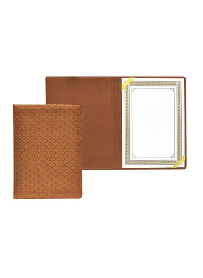 إف اي أس  حافظة شهادات مع صندوق هدايا البني/الأبيض