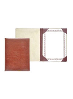 Faux Leather A4 Certificate Folder Brown/Beige