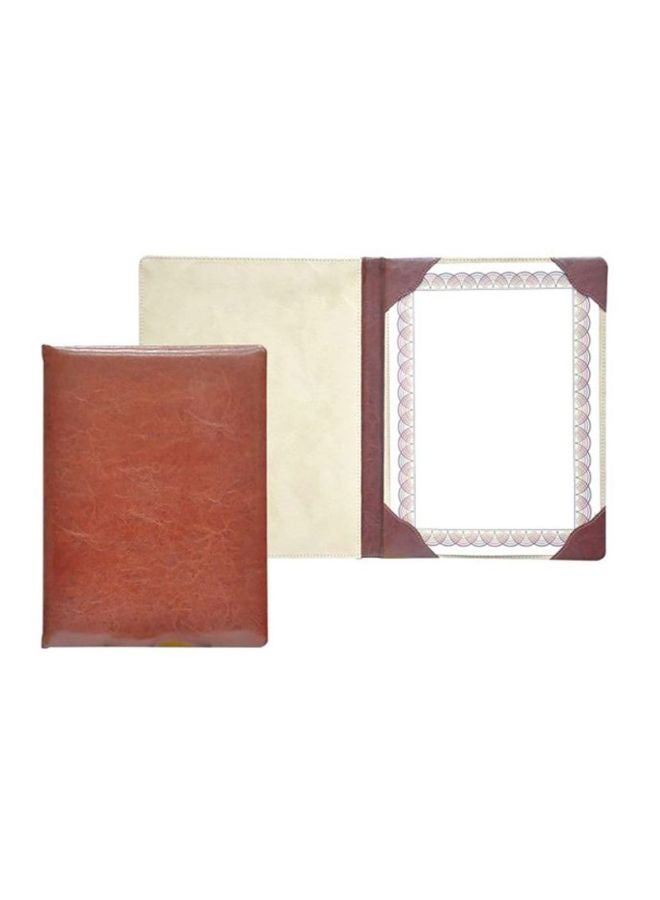 FIS - Faux Leather A4 Certificate Folder Brown/Beige - Image 1