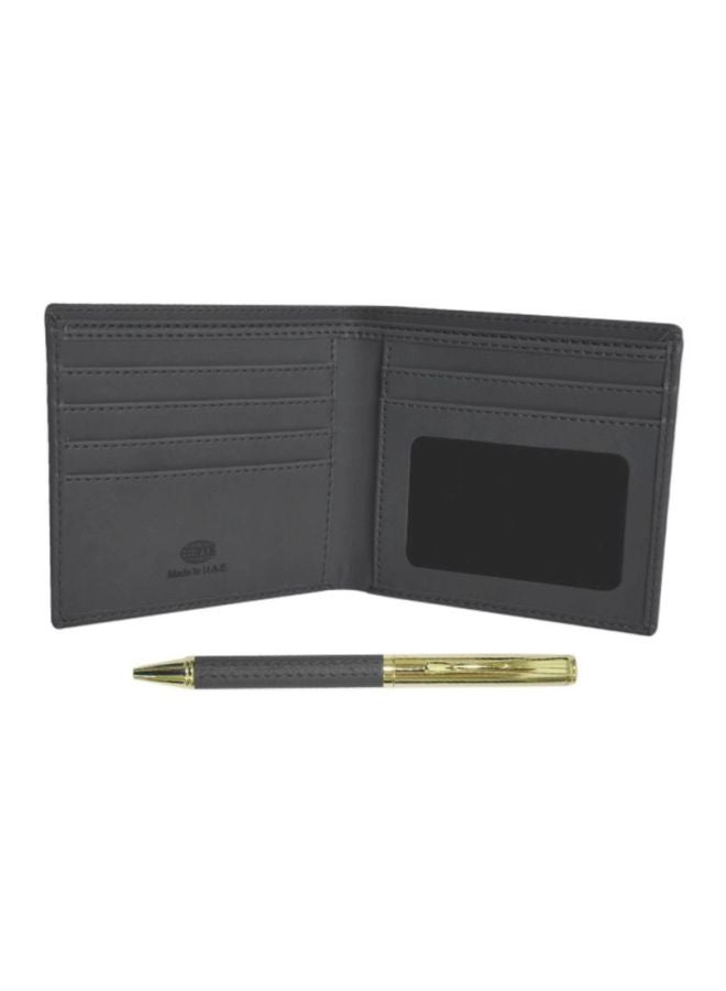 FIS Italian PU Wallet With Pen Grey/Gold - Image 3
