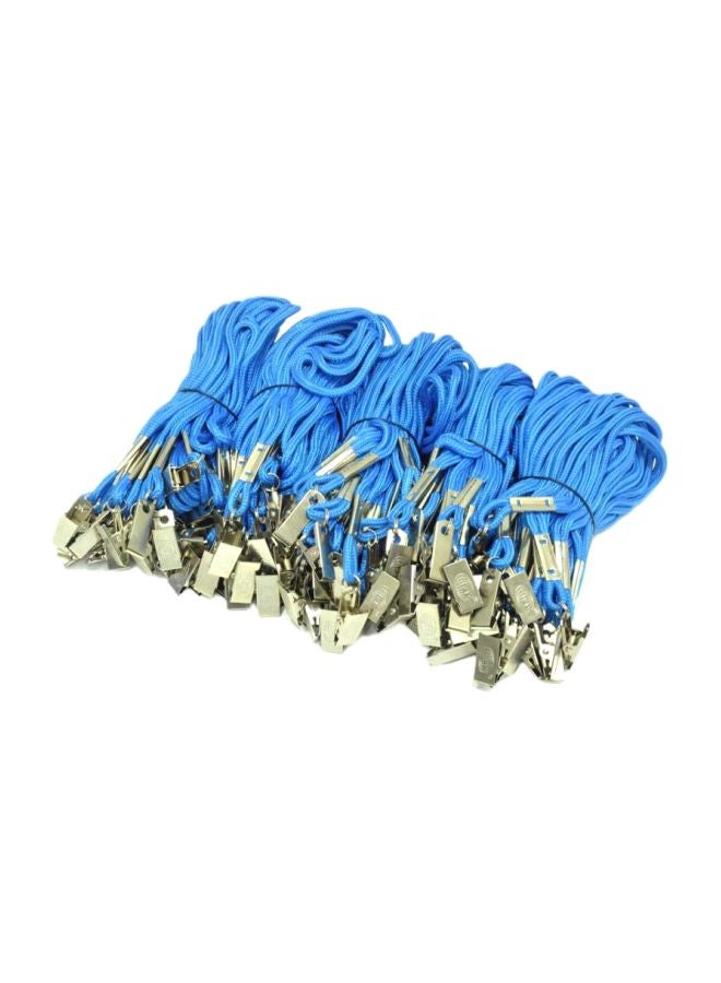 FIS 100-Piece Name Badge Lanyard Set With Clip Blue/Silver - Image 2