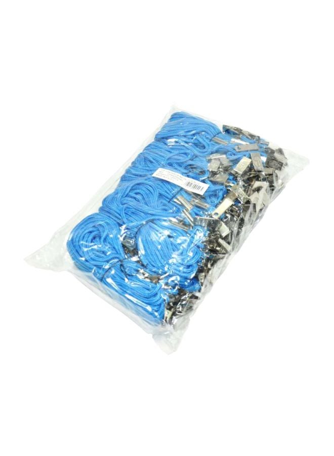 FIS 100-Piece Name Badge Lanyard Set With Clip Blue/Silver - Image 3
