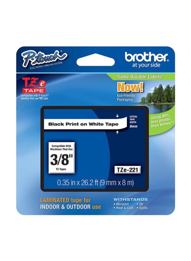 brother TZE-221 Labelling Tape 9mm White/Black - Image 2