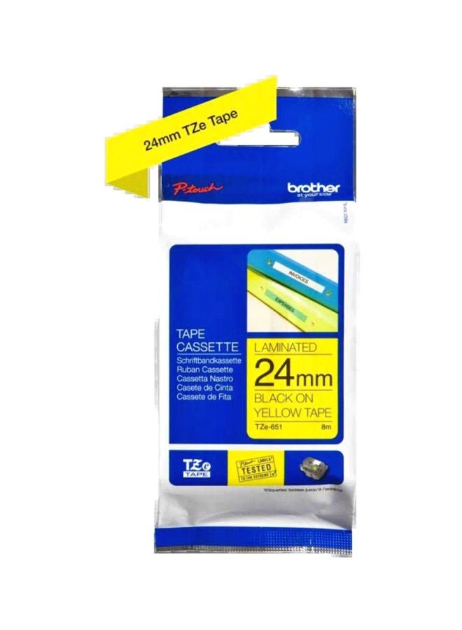 brother Labelling Tape Cassette Yellow/White - Image 2