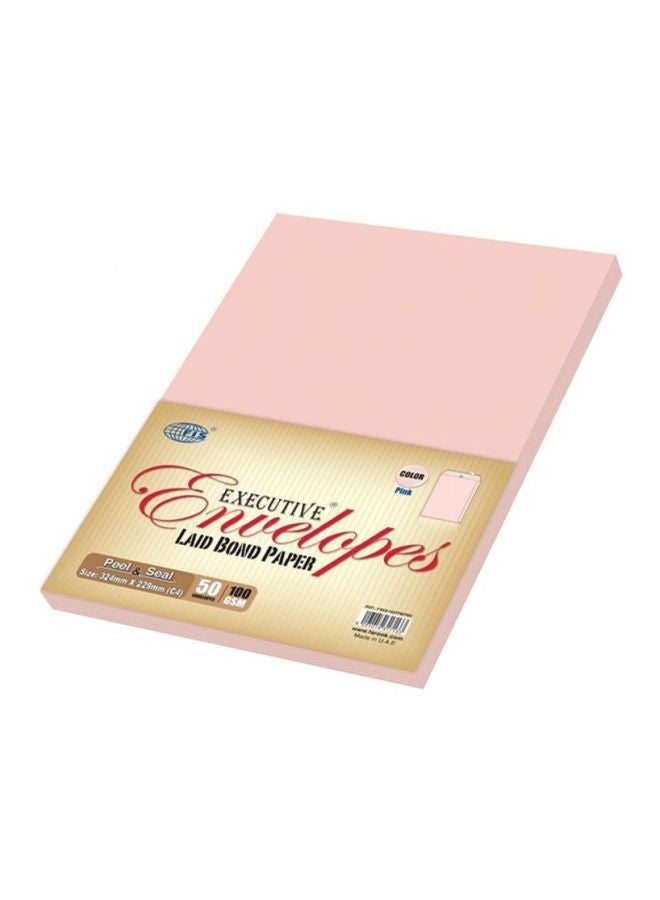 FIS 50-Piece Laid Paper Peel And Seal Envelope Set Pink - Image 2
