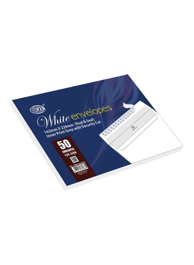 إف اي أس  مجموعة من 50 مغلف للنزع واللصق بطباعة داخلية رمادي - Image 1