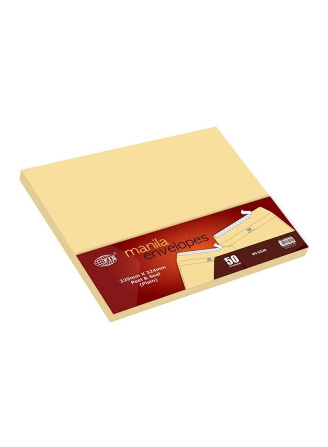FIS 50-Piece Peel And Seal Manila Envelope Set Brown - Image 2