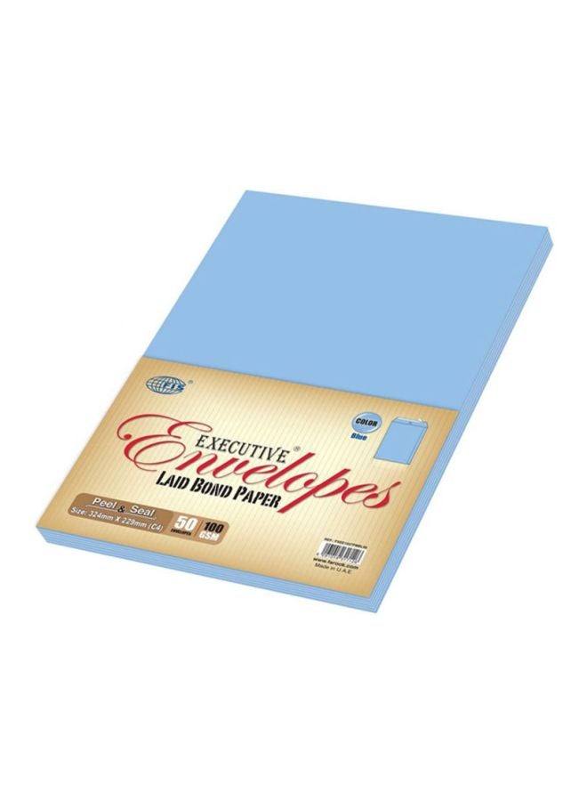 FIS - 50-Piece Laid Paper Peel And Seal Envelope Set Blue - Image 1