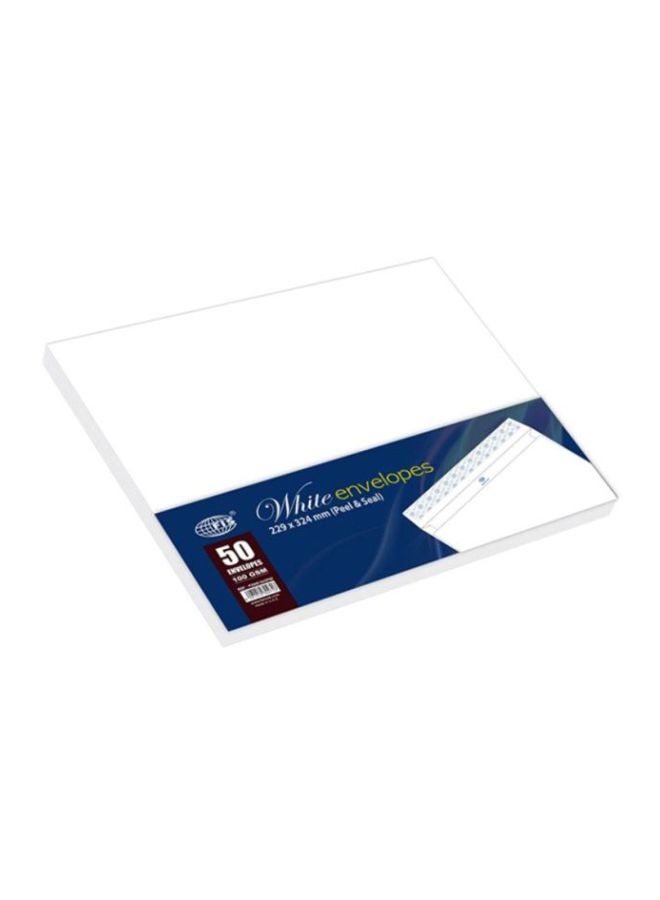 إف اي أس  مجموعة أظرف ذاتية اللصق من 50 قطعة أبيض - Image 2